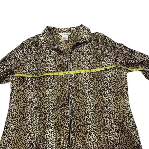 Exclusively Misook Jacket Animal Print Faux Leather Zip Clear Sequin Women Large - Picture 7 of 9